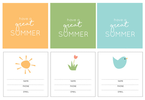 Summer Days Contact Cards (6 sets )