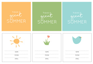 Summer Days Contact Cards (6 sets )